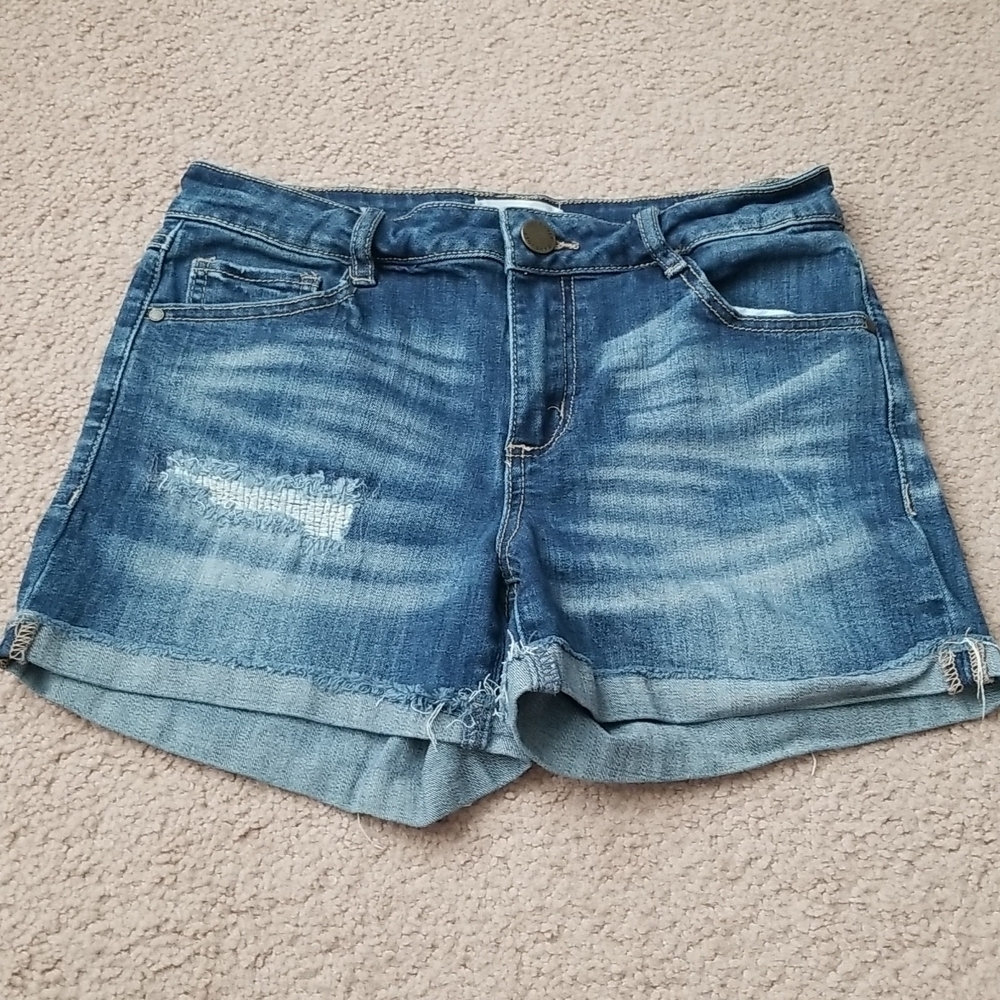 Jolt Distressed Cuffed Denim Shorts
